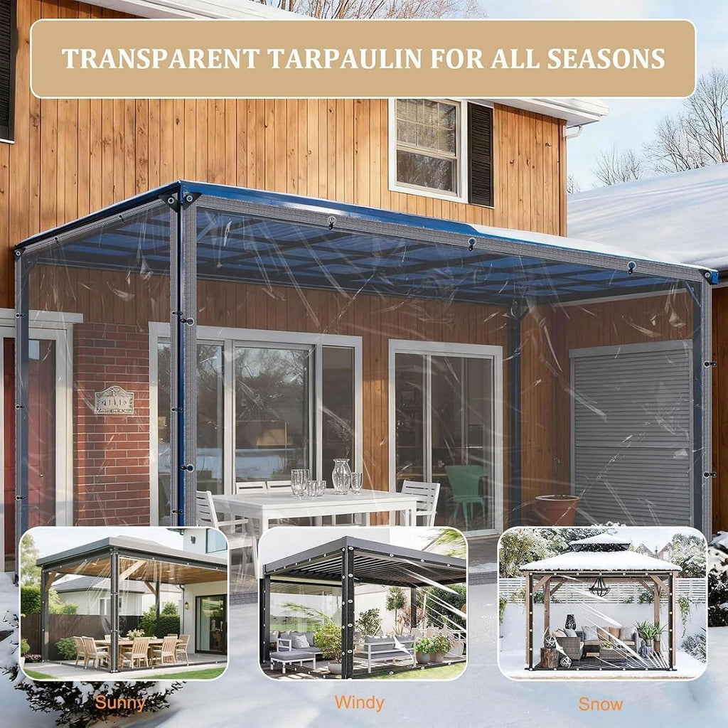 Clear Tarp 5x12 FT Waterproof Chicken Coop Cover Plastic Sheeting Grommets