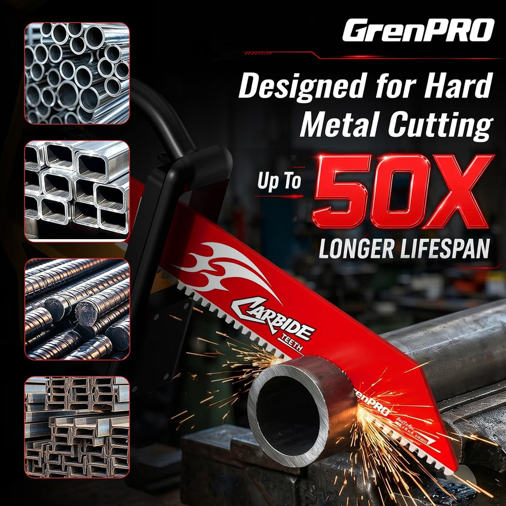GRENPRO Carbide Reciprocating Saw Blades, 6" 8 TPI Thick Metal, 3-Pack