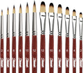 12 pcs Acrylic Paint Brushes Set,6 Professional Round Pointed Tip Paintbrushes and 6 Filbert Artist Paintbrush for