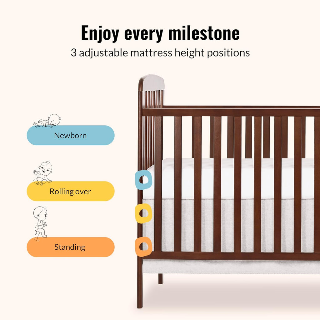 Anna 3-in-1 Full-Size Crib and Changing Table Combo in Espresso, Greenguard Gold Certified, Non-Toxic Finishes