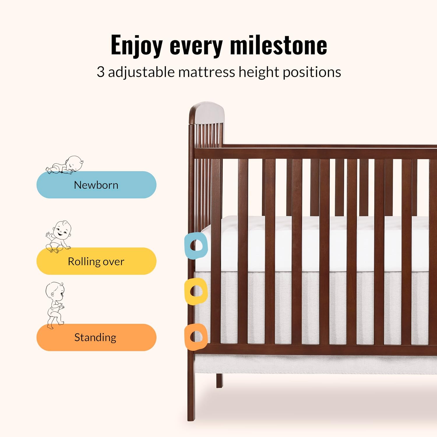 Anna 3-in-1 Full-Size Crib and Changing Table Combo in Espresso, Greenguard Gold Certified, Non-Toxic Finishes