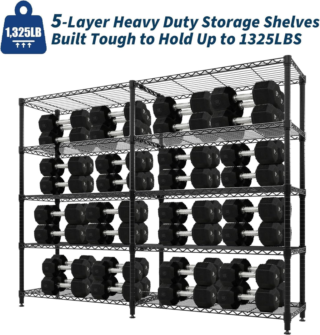 Storage Shelves 70" H Wire Shelving Rack, 5-Tier Garage Shelving Heavy Duty Metal Storage Shelves for Kitchen Pantry
