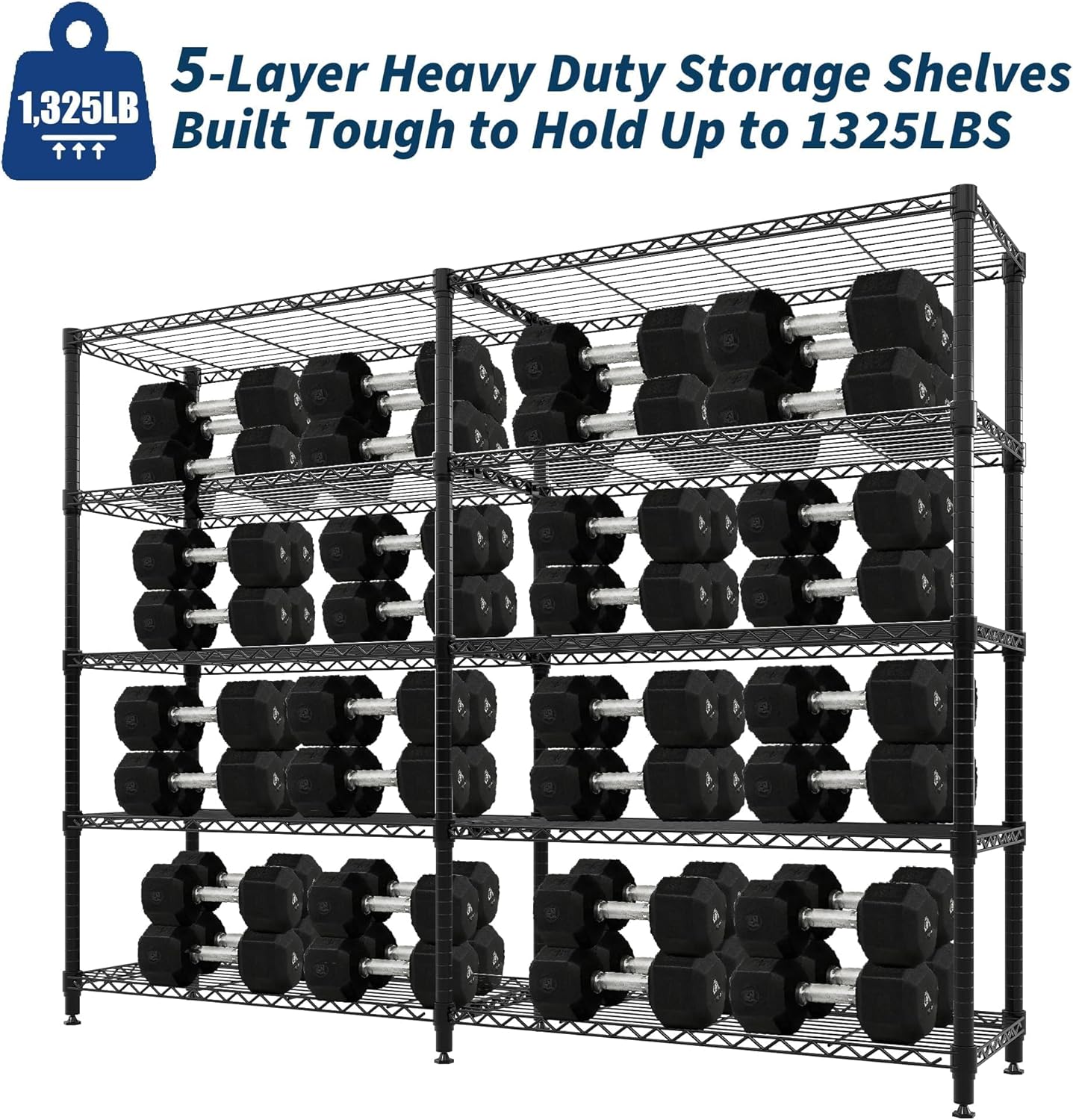 Storage Shelves 70" H Wire Shelving Rack, 5-Tier Garage Shelving Heavy Duty Metal Storage Shelves for Kitchen Pantry