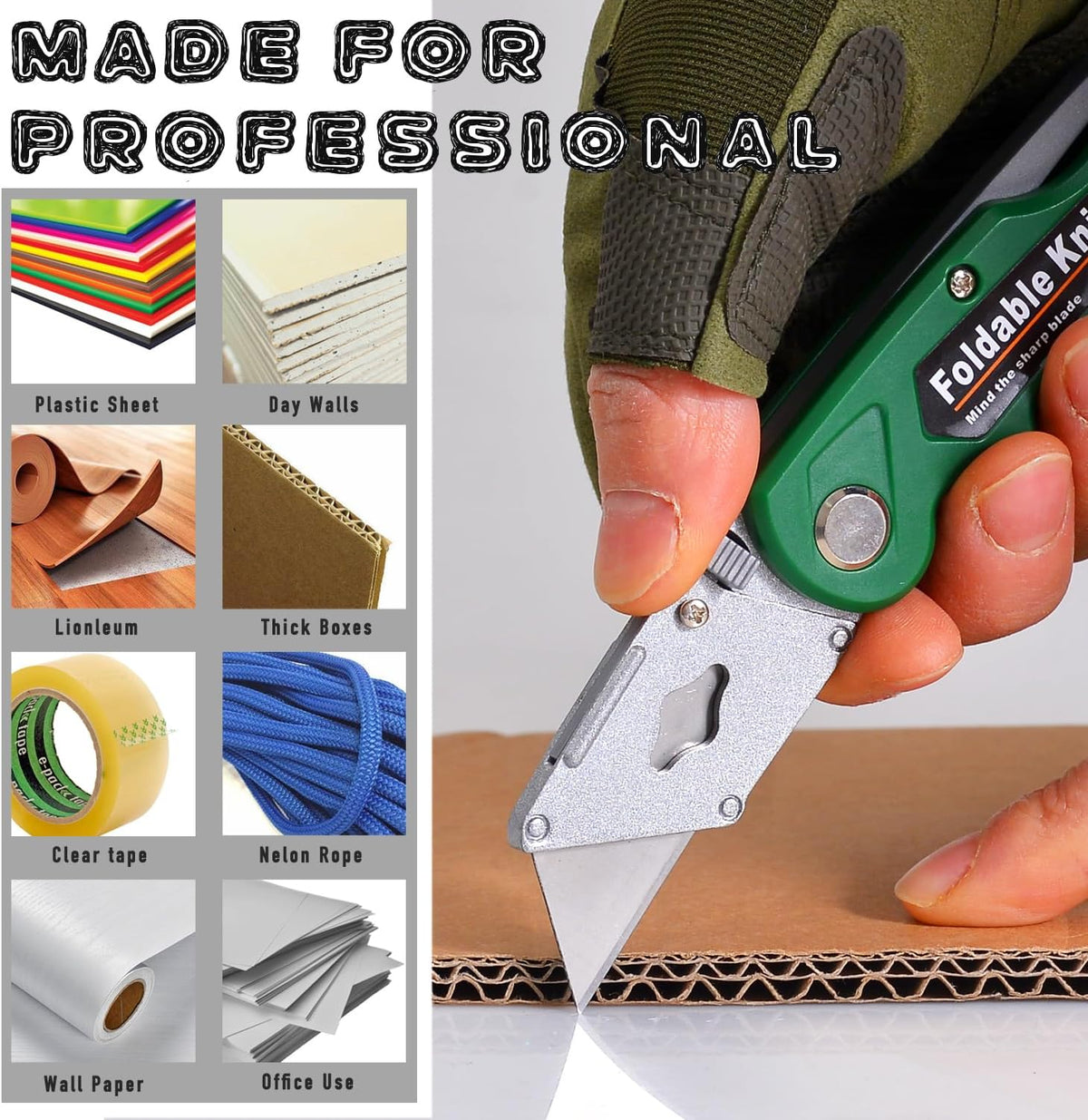 10-Pack Heavy Duty Folding Box Cutter Set, Utility Razor Knife