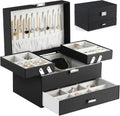 Jewelry Organizer Box, Large Jewelry Boxes for Women Girls, Space-Saving 3 Layers Jewelry Storage Case with Drawer