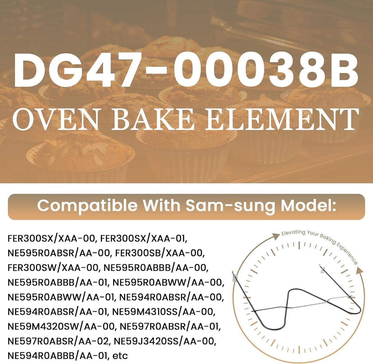 DG47-00038B Oven Bake Element Fit for Sam-sung Stove/Oven/Range