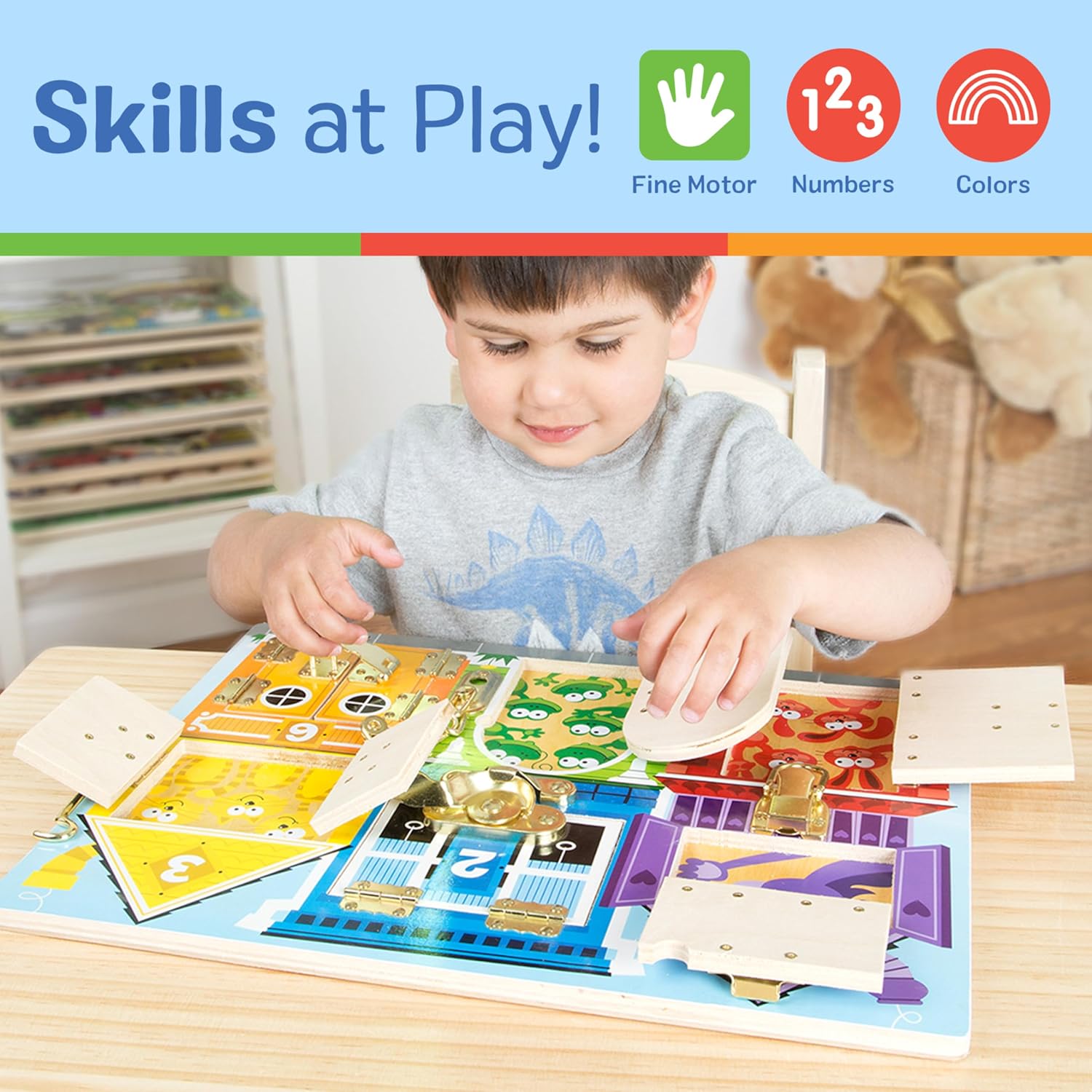 Melissa & Doug Latches Wooden Activity Board - Montessori Busy Board for Preschool Toys, Sensory Toys for Kids