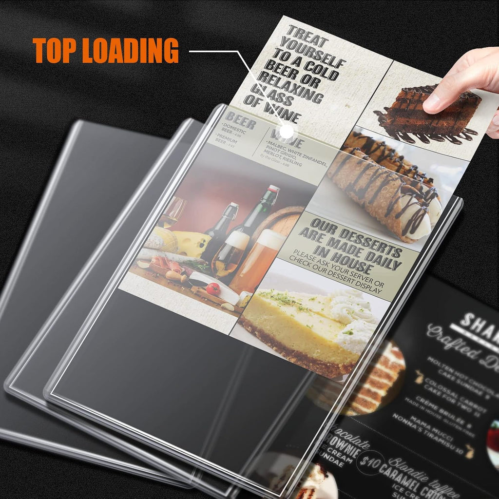 Menu Covers 8.5 x 11, 36 Pack, 2 View Restaurant Menu Covers, Vinyl