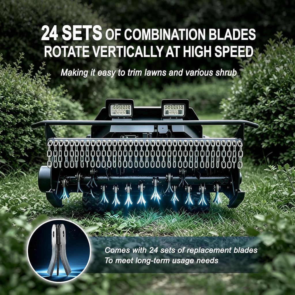 B&S 13.5HP Remote Control Lawn Mower - 39.5" Front Flail Deck Tracked Mower, 1600W Brushless Motor, 40° Slope Brush