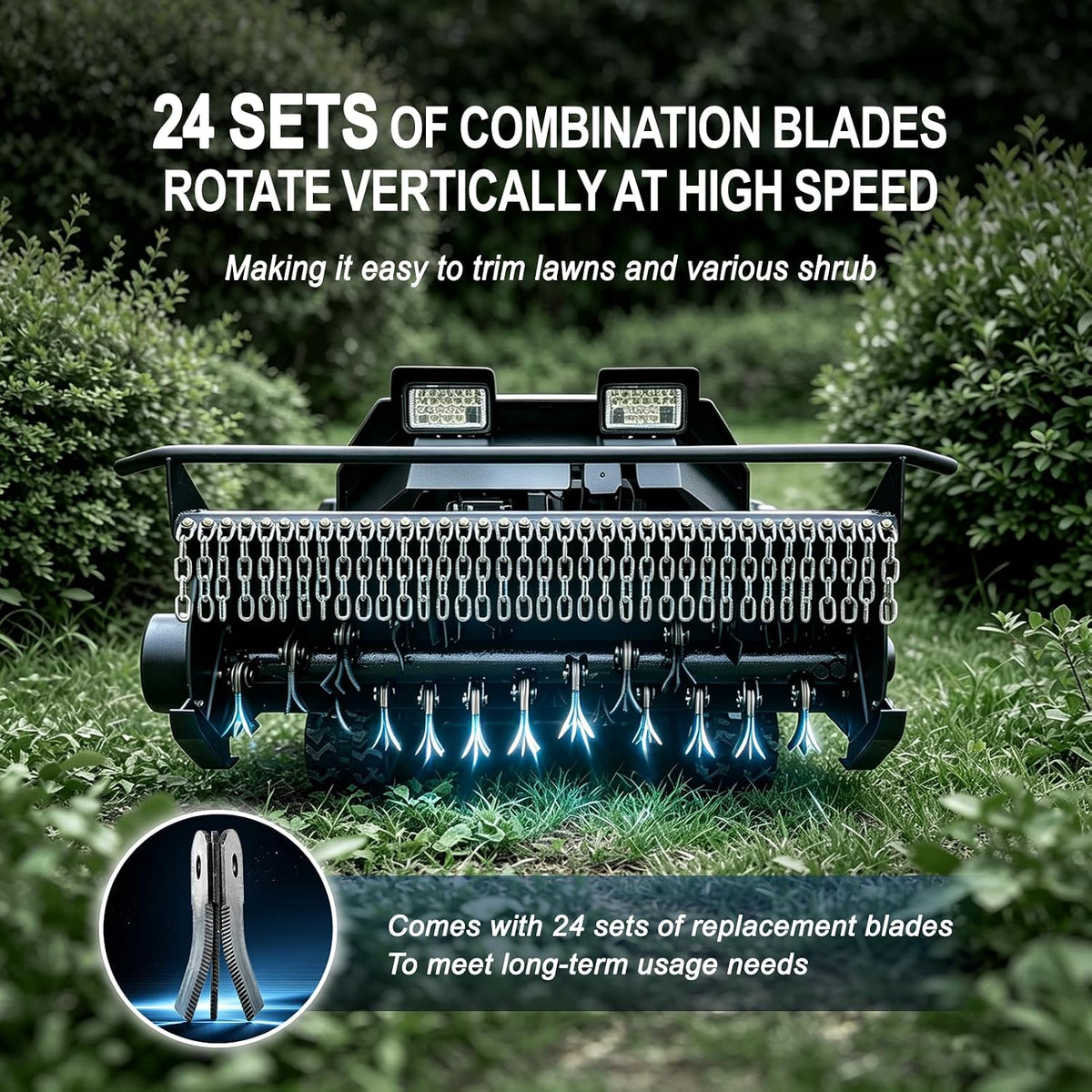 B&S 13.5HP Remote Control Lawn Mower - 39.5" Front Flail Deck Tracked Mower, 1600W Brushless Motor, 40° Slope Brush