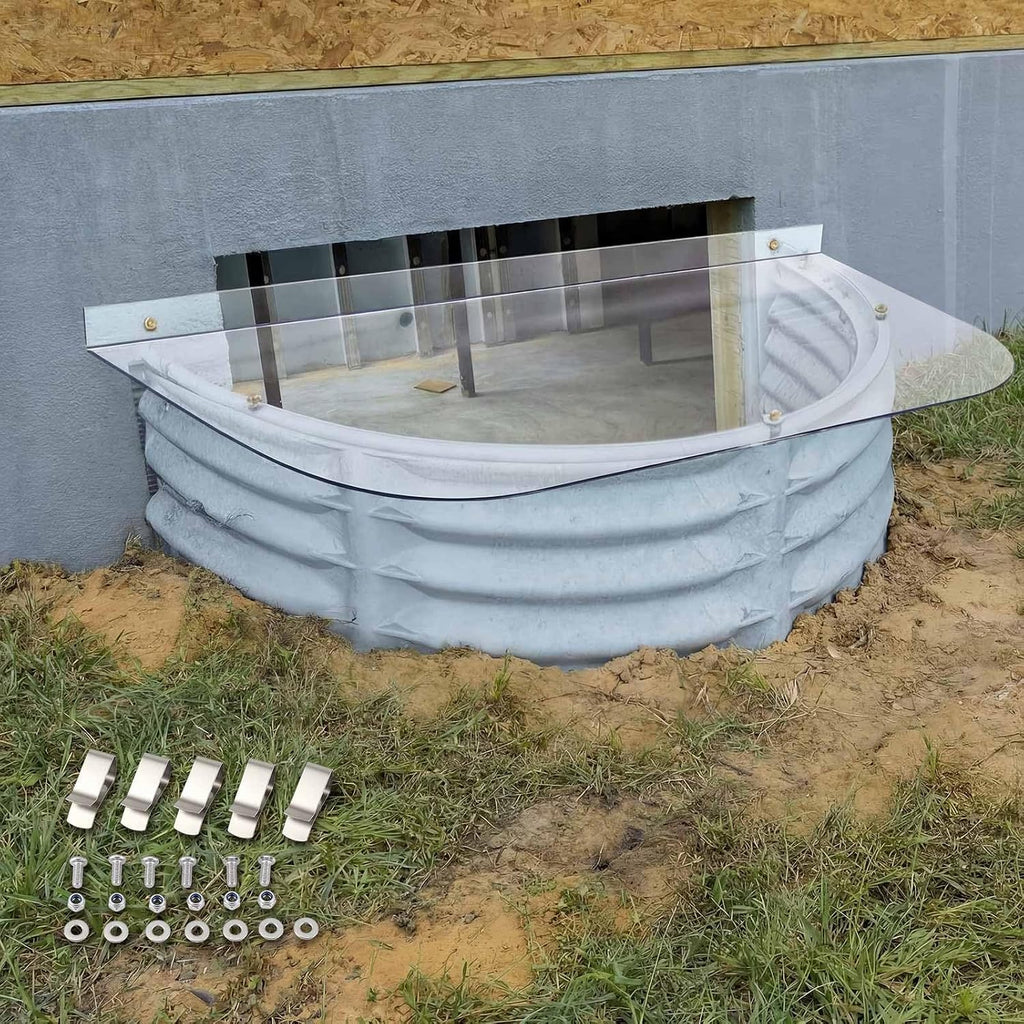 54" x 38" Basement Window Well Covers Clear Polycarbonate Egress Window Well Cover Outside UV Resistant Cover