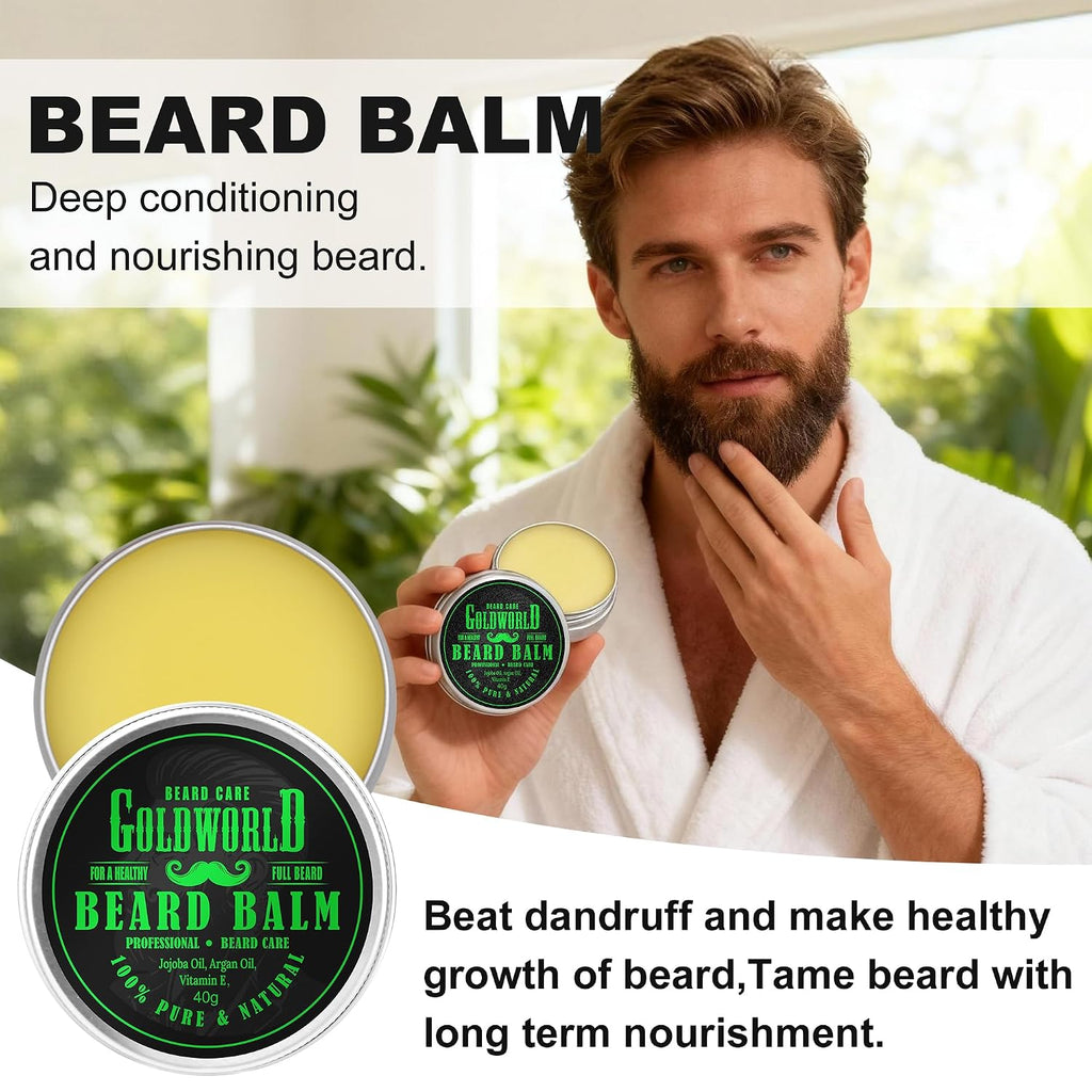 Beard Kit w/Natural Ingredients Beard Oil,Balm,Comb,Scissor | Guide e-Book,Christmas Stocking Stuffers Gifts Ideas