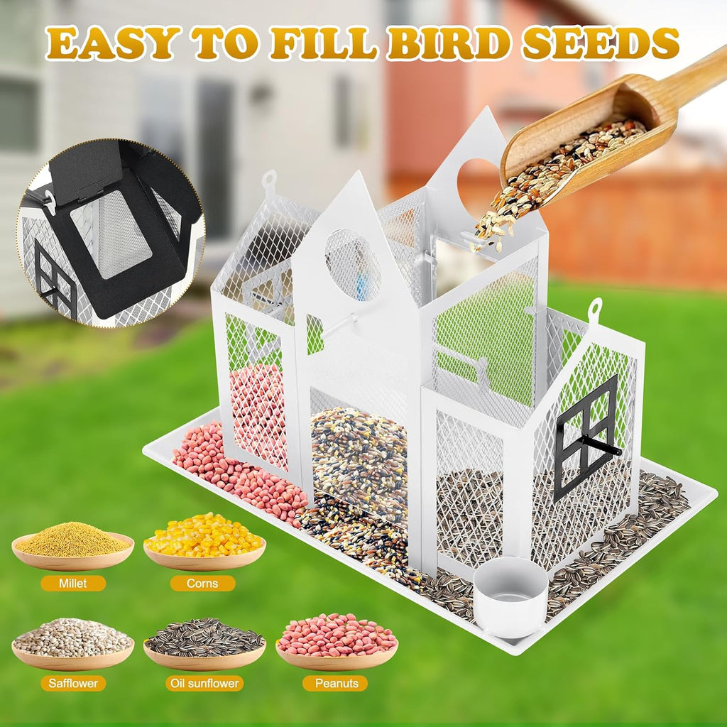 Solar Bird Feeders House Outside Hanging Metal Wild Bird Feeder Outdoors Large Cardinal Bird Feeder Birdhouses