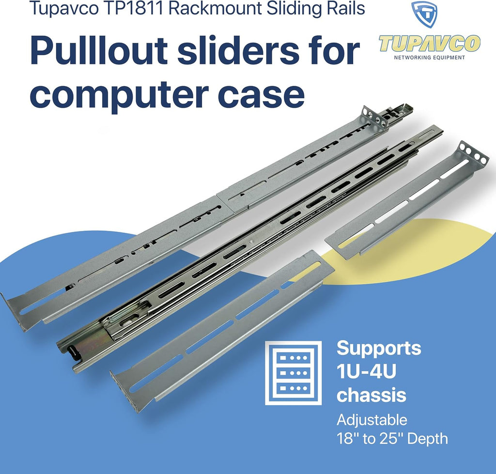 Rackmount Sliding Rails Kit - for 1U-4U Chassis, 18" to 25" Depth
