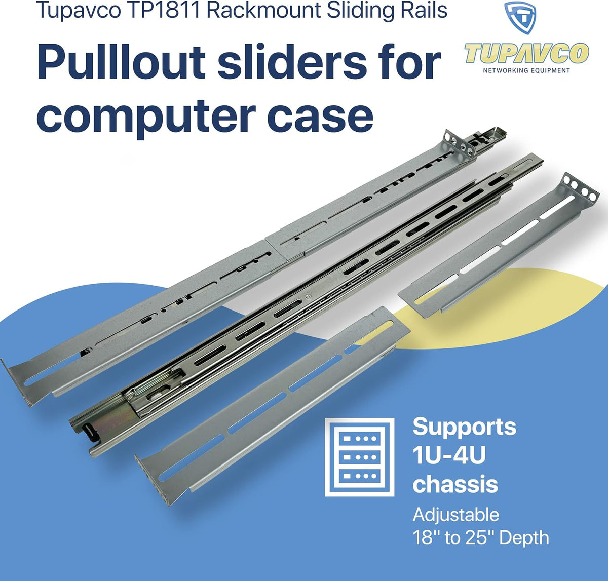 Rackmount Sliding Rails Kit - for 1U-4U Chassis, 18" to 25" Depth