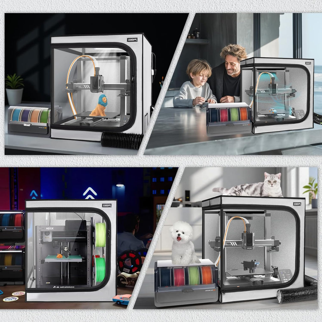 3D Printer Enclosure with Ventilation Kit for Anycubic Kobra 3/3 V2 Combo/Flashforge AD5X 3D Printers,Fireproof &