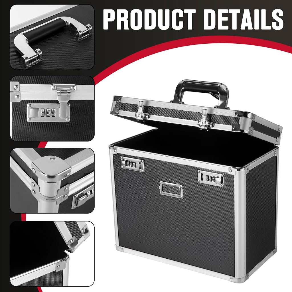 File Organizer Storage Box, Portable Locking Storage Totes - Storage Box with Dual Combination Locks for Filing