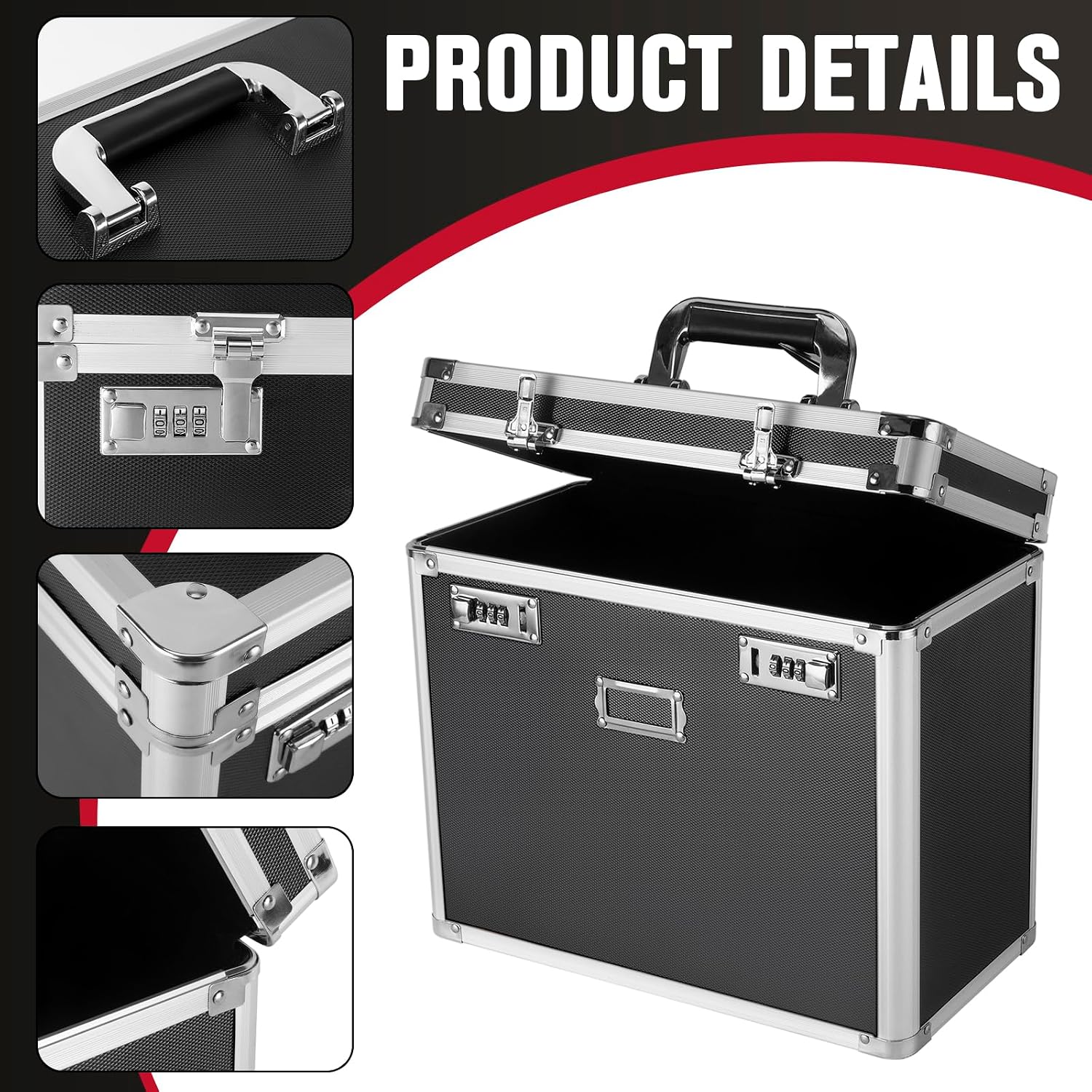 File Organizer Storage Box, Portable Locking Storage Totes - Storage Box with Dual Combination Locks for Filing
