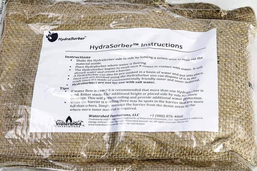 HydraSorber - Sandless Sandbags - Water Absorbent Flood Barrier