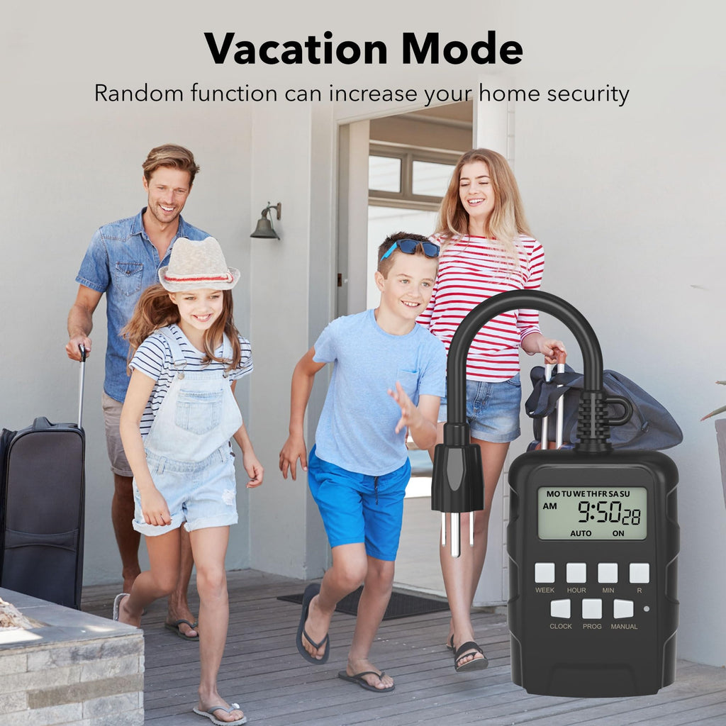Outdoor 7-Day Programmable Timer Outlet, 2 Outlets