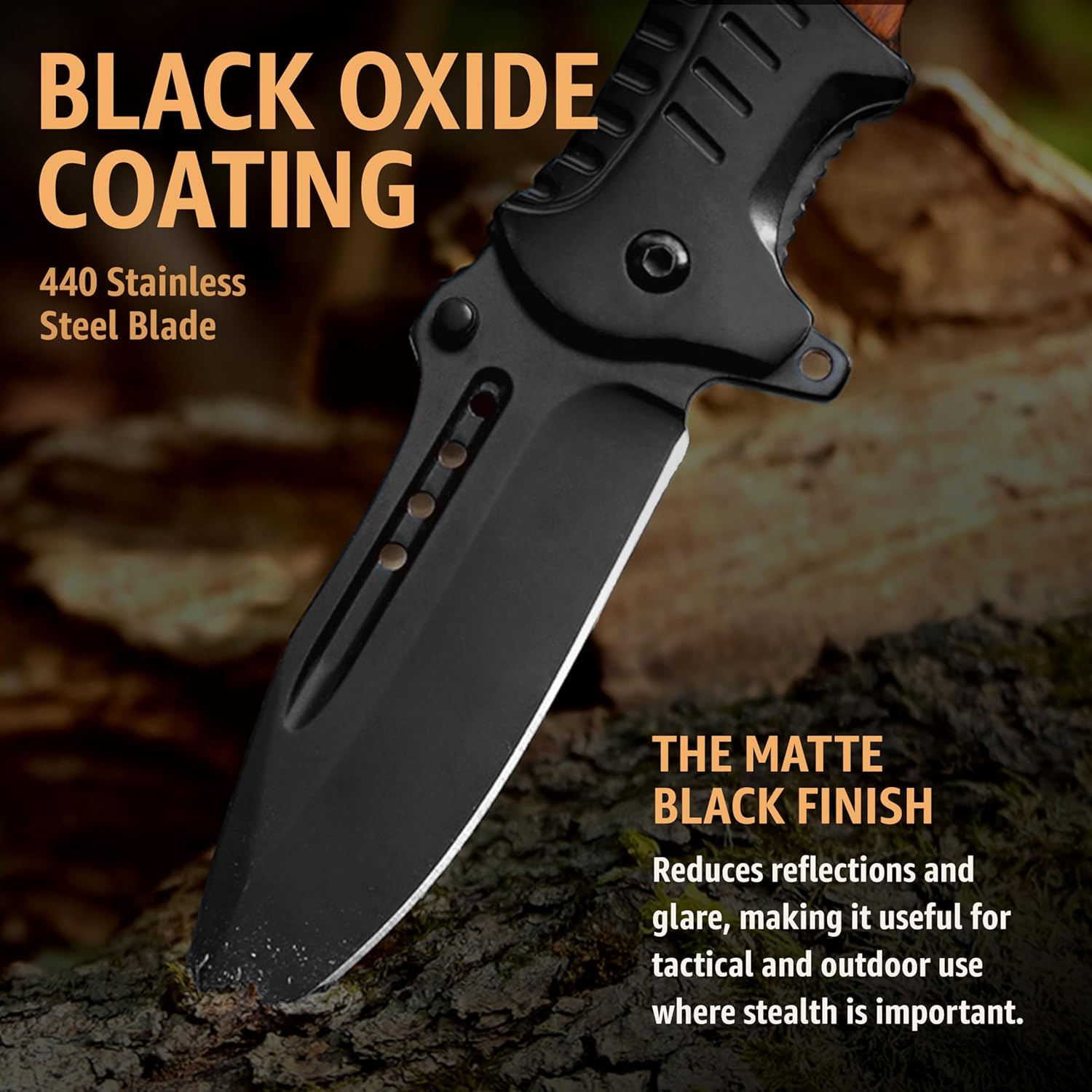 Spring Assisted Pocket Knife with Wood Handle & Glass Breaker & Pocket Clip - 3.66" Sharp Blade - Tactical Folding