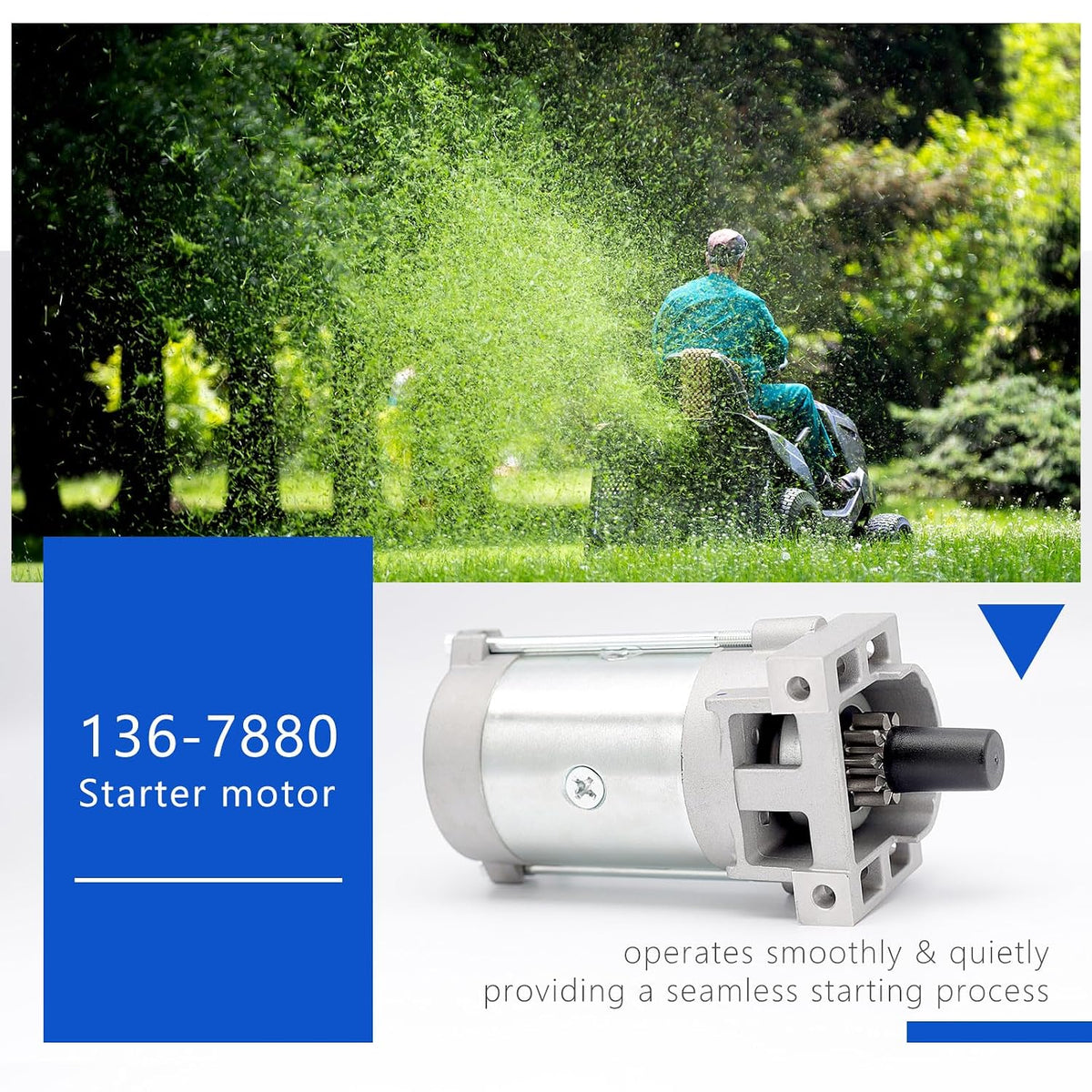 136-7880 Starter Motor for 2P77F Engines Compatible with Toro Timecutter and More Replaces 133-1564 127-9209 133-9828, Replacement for Predator 708cc 22hp Vertical V-Twin Engine 62879