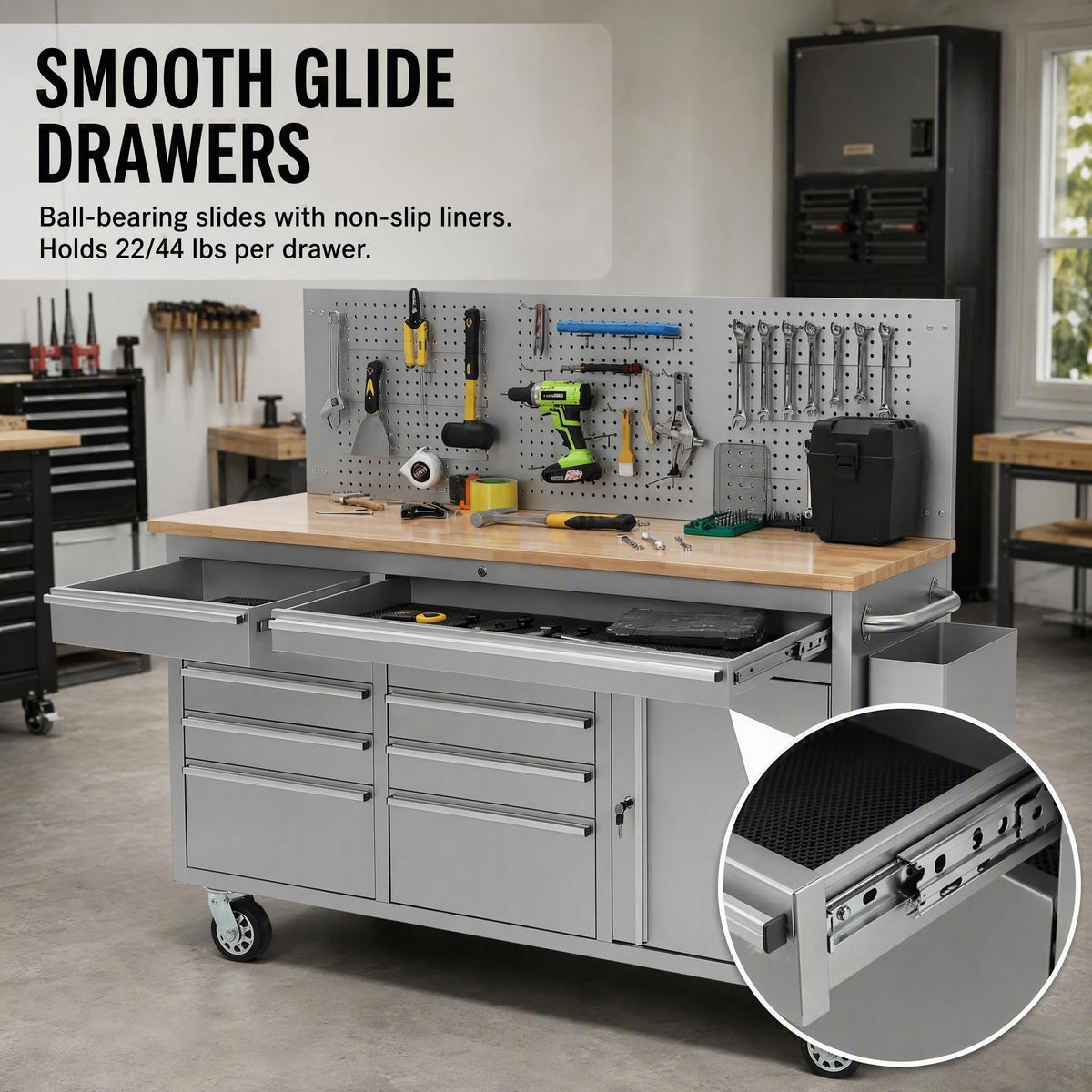 Rolling Tool Chest Cabinet, Heavy Duty Workbench with Drawers