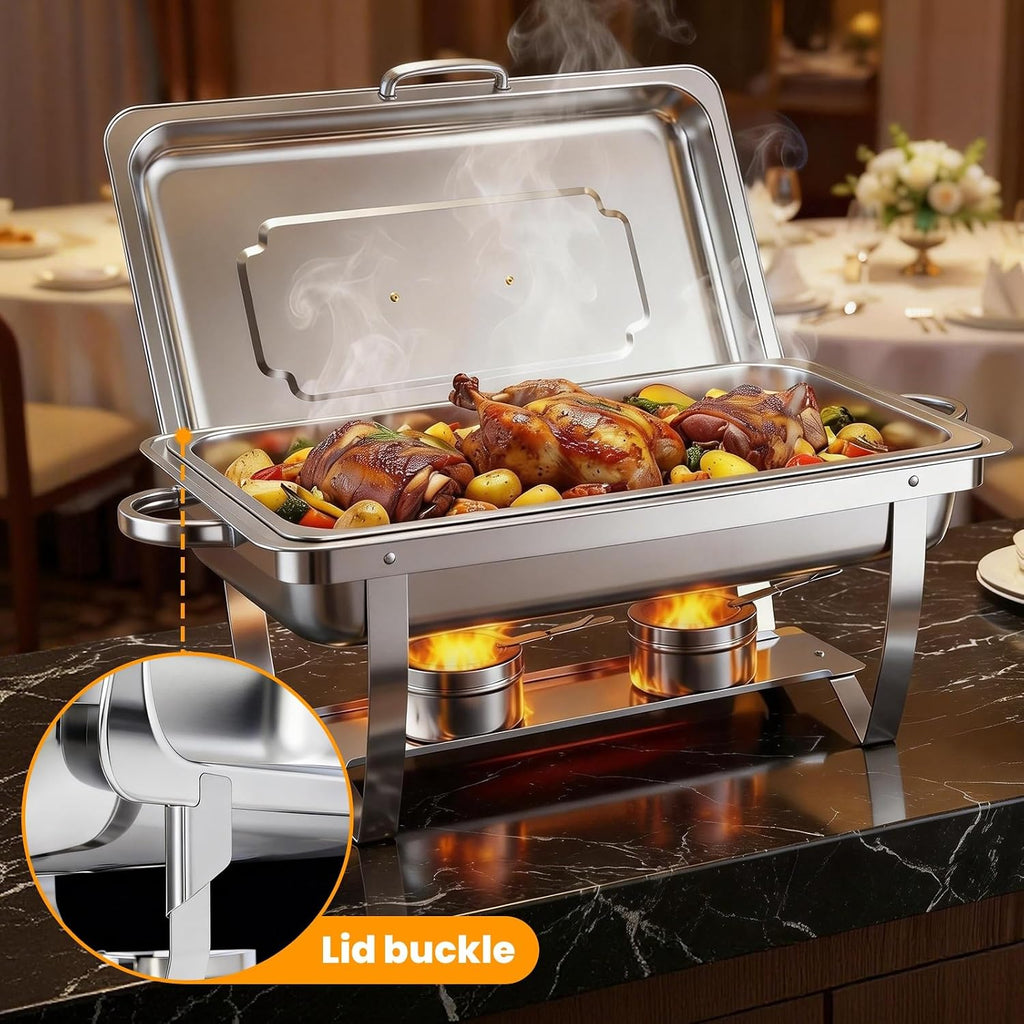 4 Pack 11QT Rectangular Chafing Dishes for Buffet with Lids