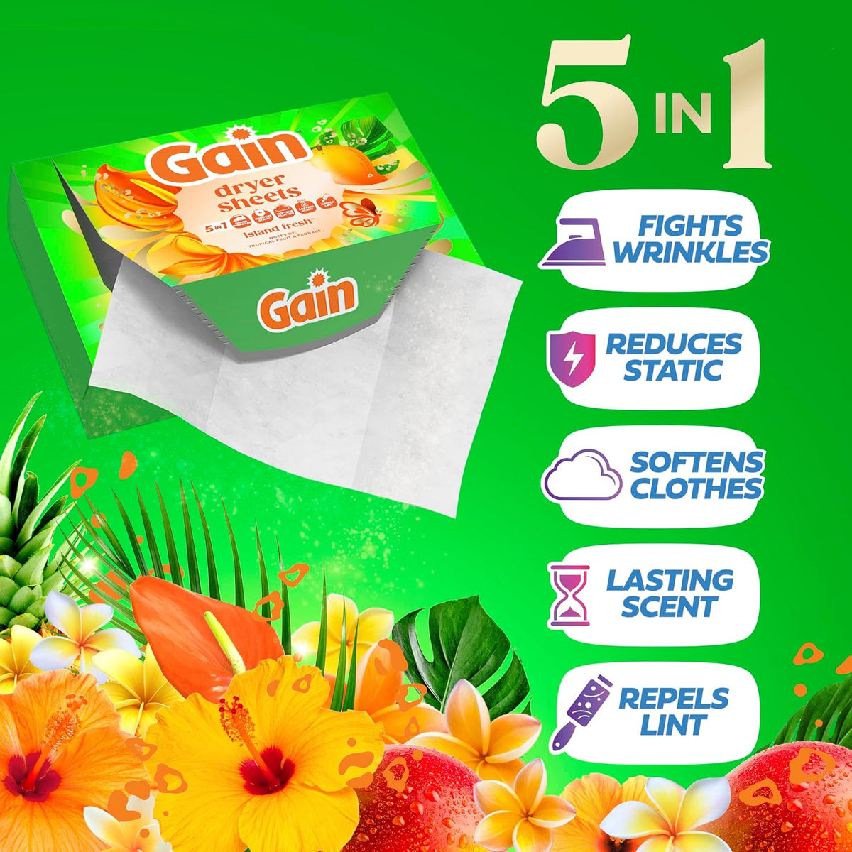 Laundry Dryer Sheets, Fabric Softener Anti Static Sheets, Island Fresh Scent, 240 Count