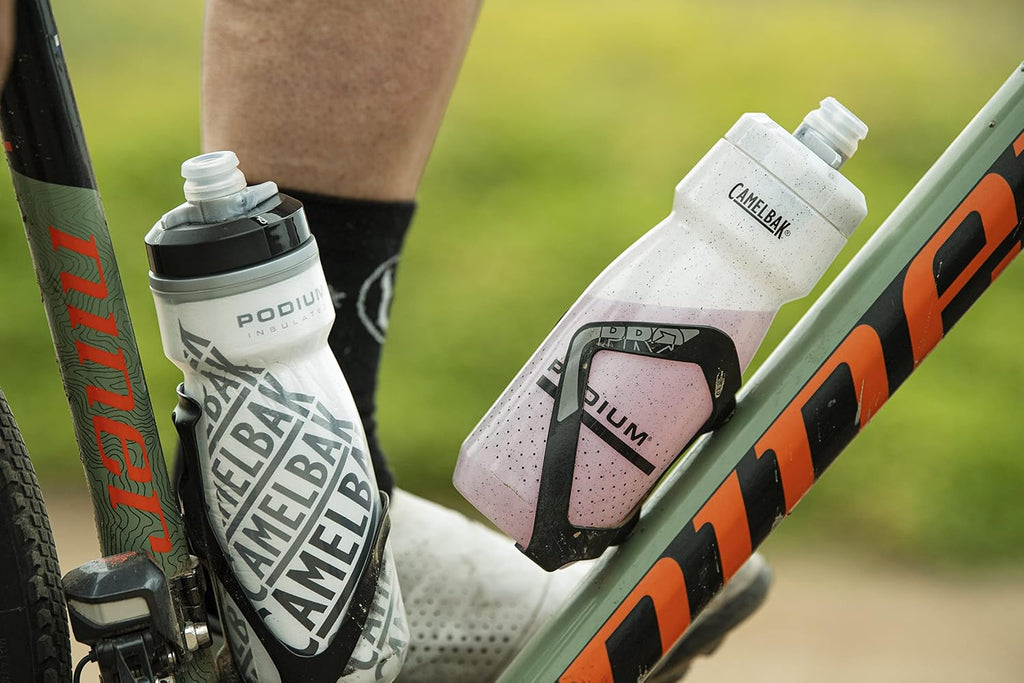 Podium Chill Insulated Bike Squeeze Water Bottle, Cold Retention for Cycling, 24oz, Navy Stripe