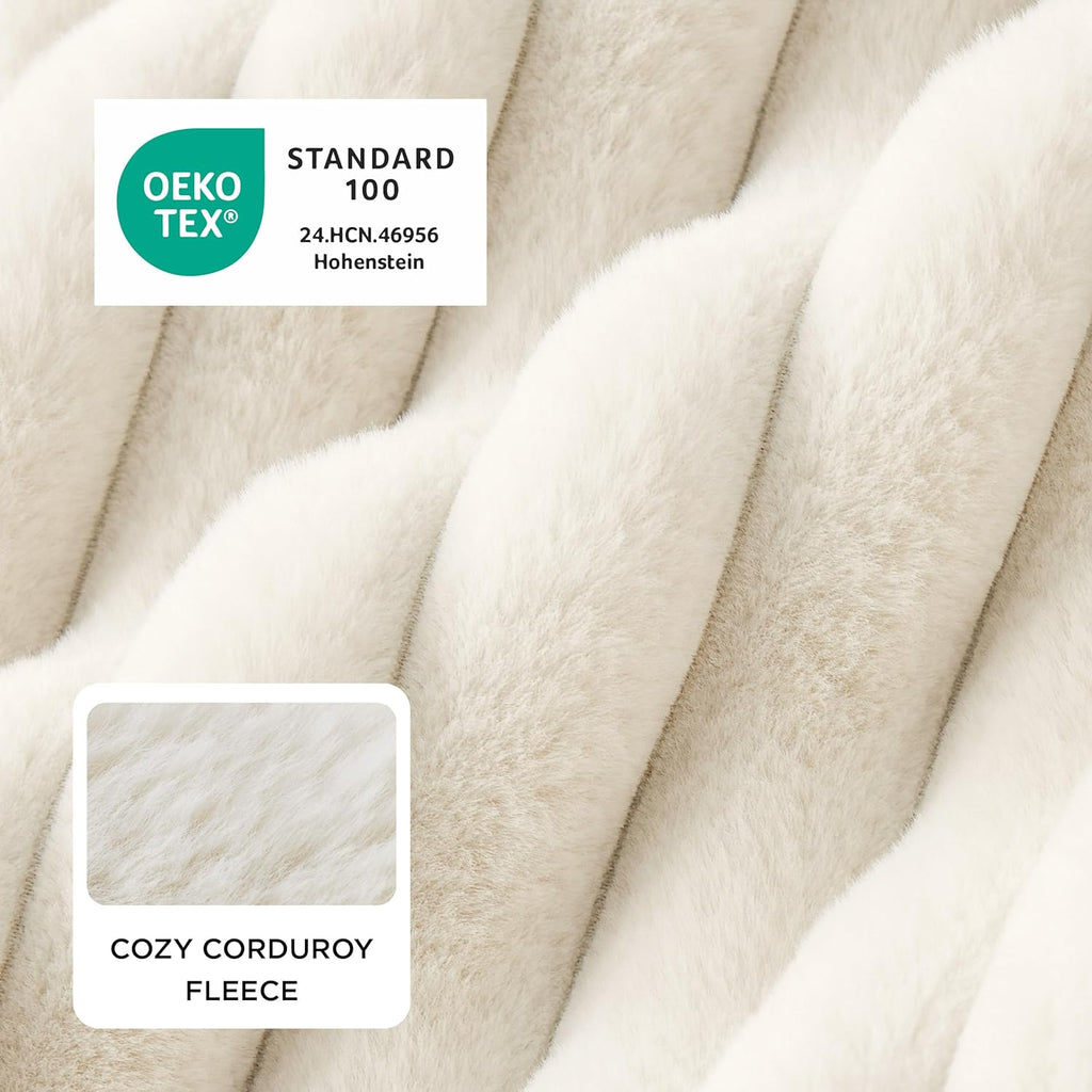 ComfyFleece Cute Dog Bed for Small Medium Dogs - Washable Furry Puppy Beds, Rectangle Orthopedic Corduroy Fleece Pet