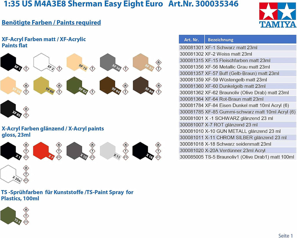 35346 1/35 US Medium Tank M4A3E8 Sherman Plastic Model Kit