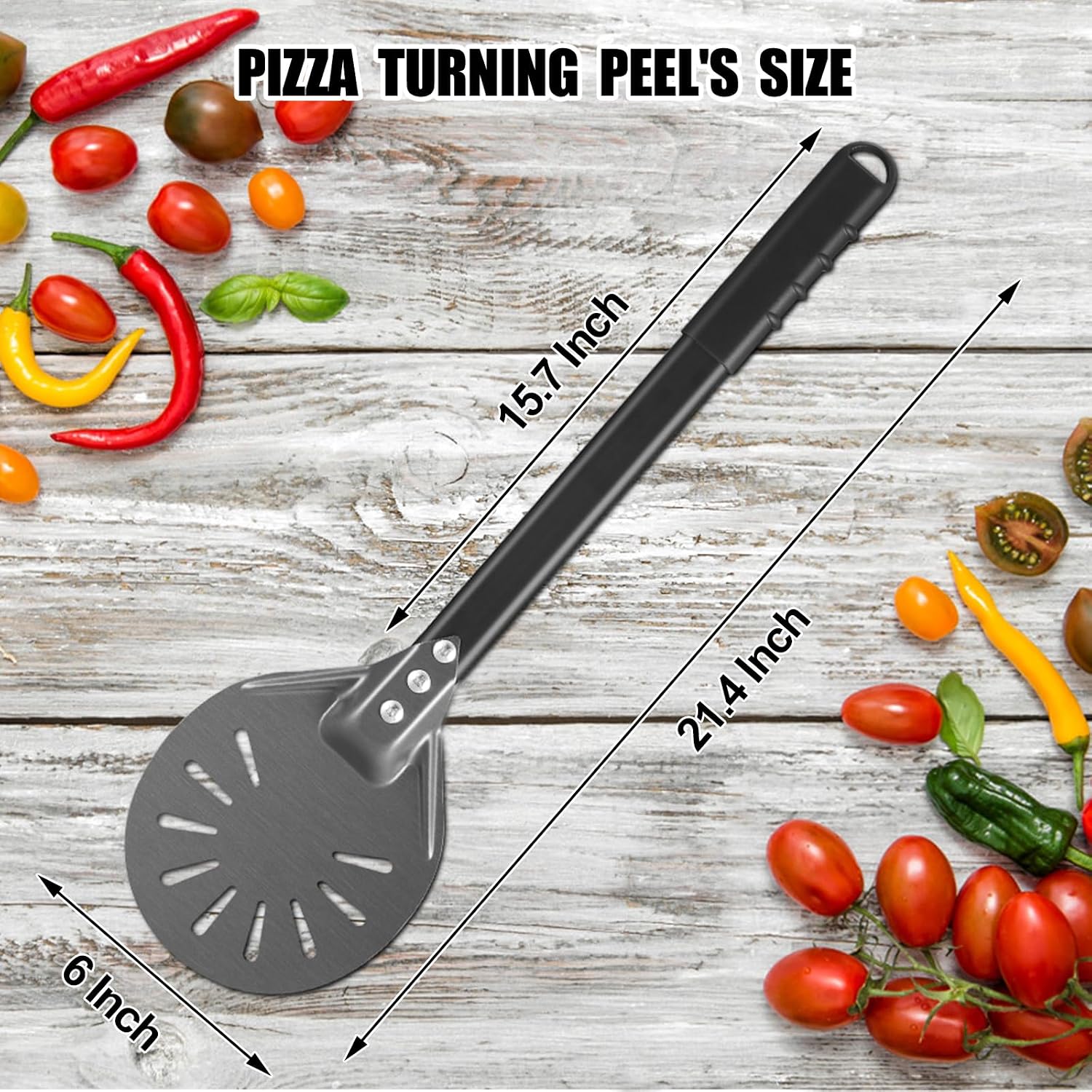 Pizza Turning Peel 6 Inch Round Anodized Aluminum Perforated Pizza Peel Turner With Metal Handle Pizza Paddle Spinner
