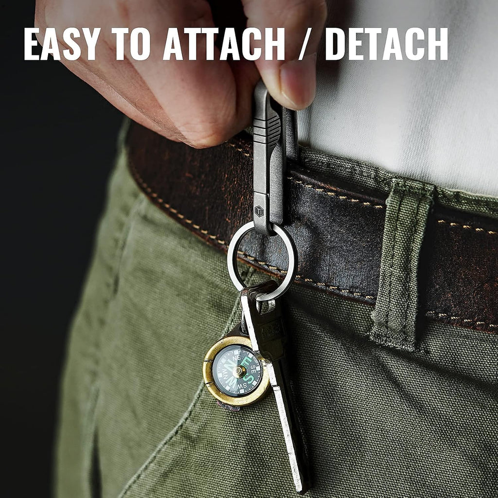 KM03 Titanium Keychain Clip Belt Loop Key Holder with Removable Key Ring for Duty Belt