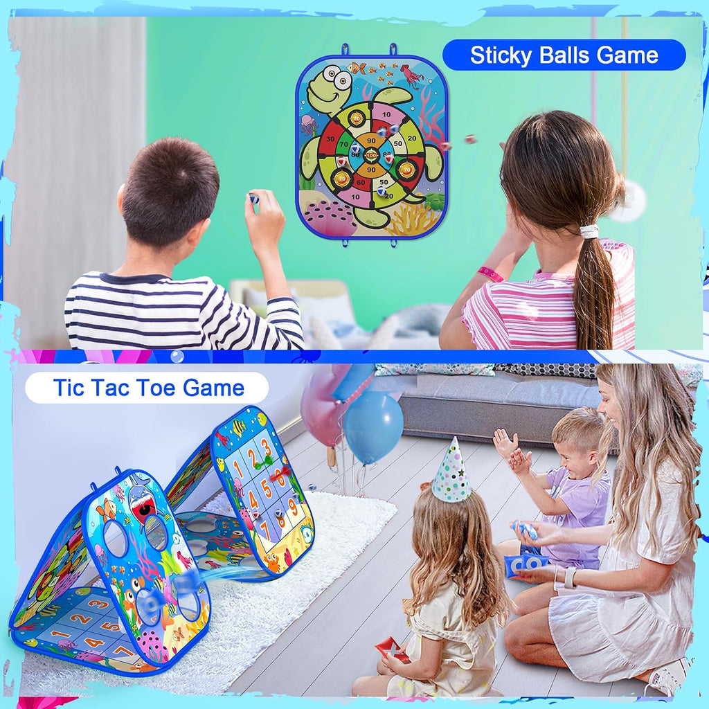 5-in-1Bean Bag Toss Game for Kids, Cornhole Board Toddler Toys for Kids Party Activity and Outdoor Yard Backyard