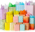 80 Pcs Gift Bags Assorted Size and Designs,4 Sizes
