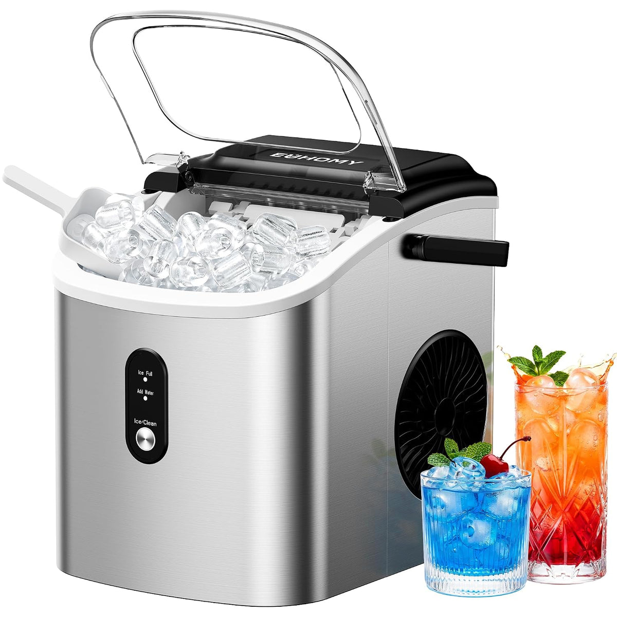 Ice Maker Countertop with Handle, 9 Ice Cubes Ready in 6 Mins