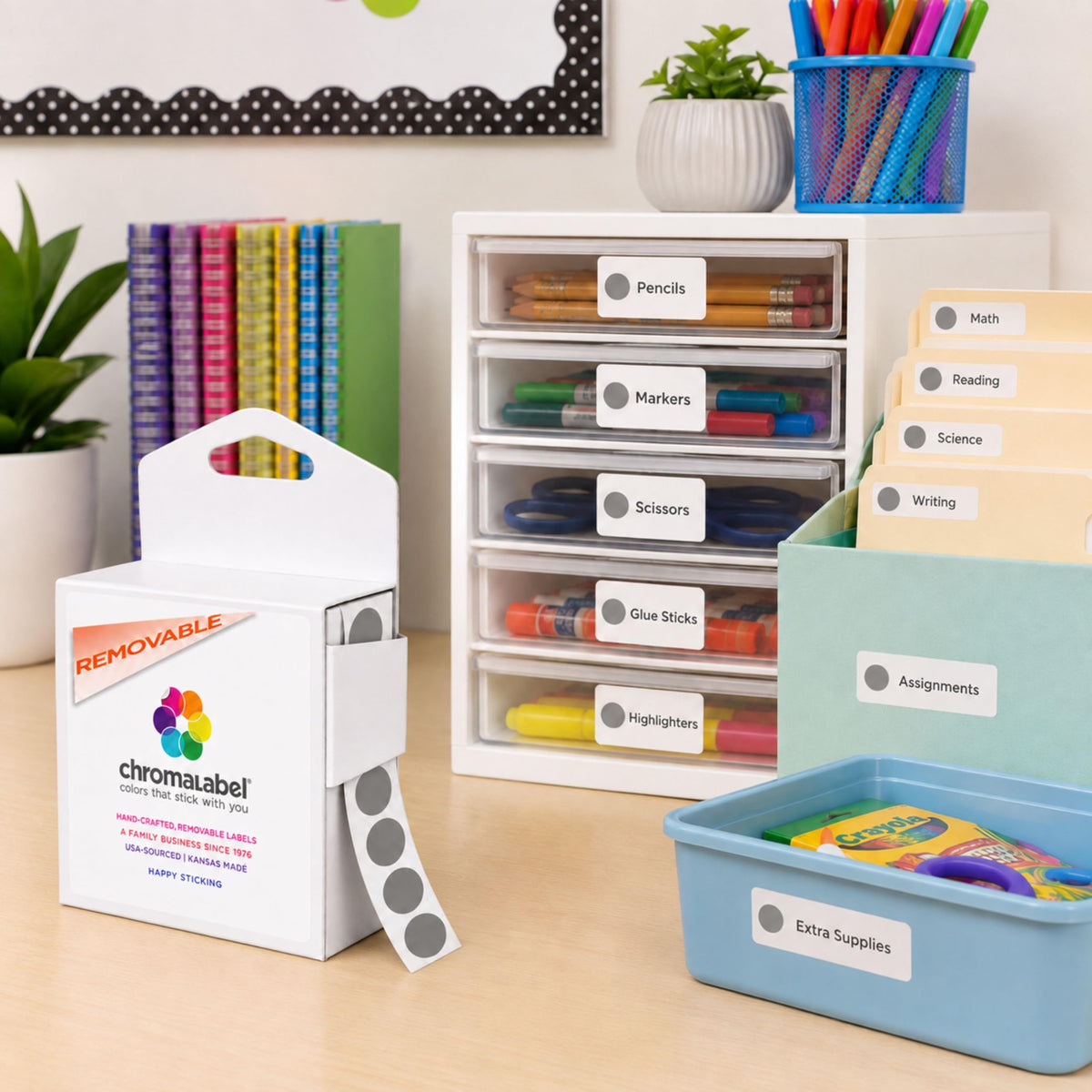 Small Gray Removable Dot Stickers, 1/2 Inch, 1,000 Labels/Box