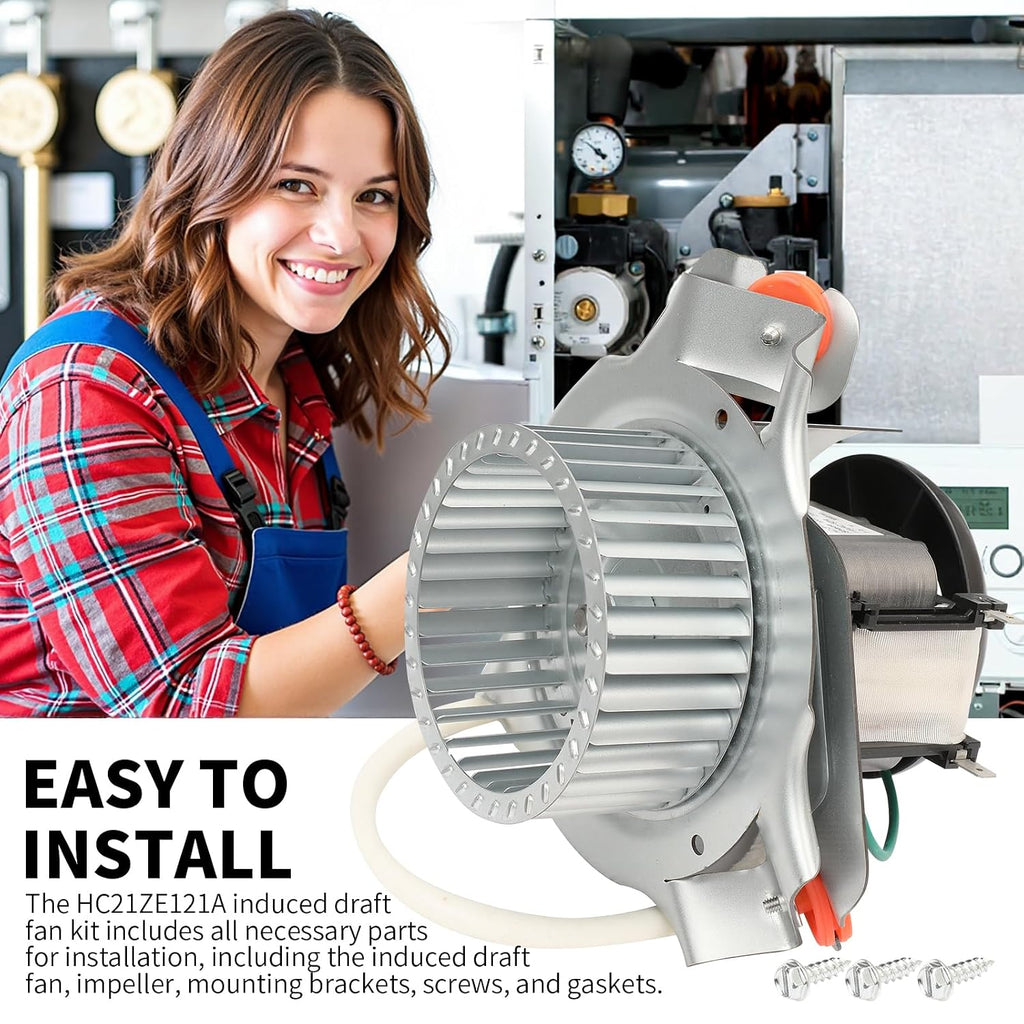HC21ZE121A Furnace Draft Induction Motor Kit - Compatible with Carrier/Bryant/Payne and Jakel J238-100-10108 - Replaces HC21ZE121 and J238-100-10108/AT - Features Noise Reduction