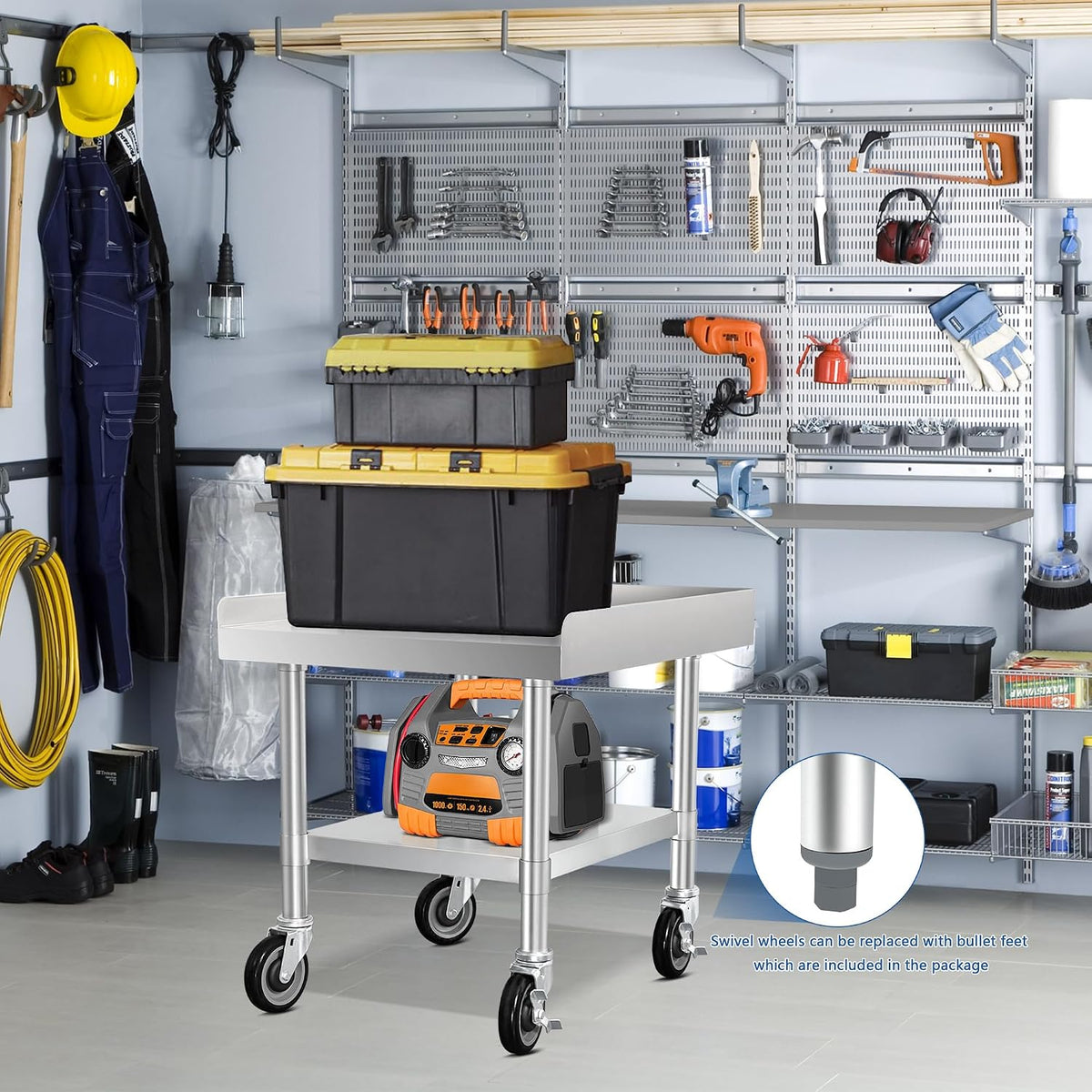 HARDURA Stainless Steel Equipment Stand with Casters 30"X24"