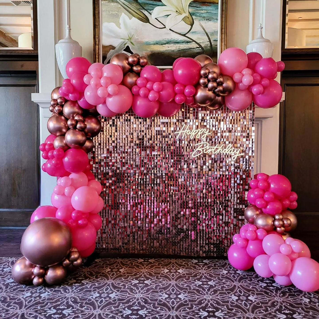 Pink Balloons Garland Arch Kit 163pcs with Star, Hot Pink Metallic Pink Shades of Pink Valentine's Day Balloons for