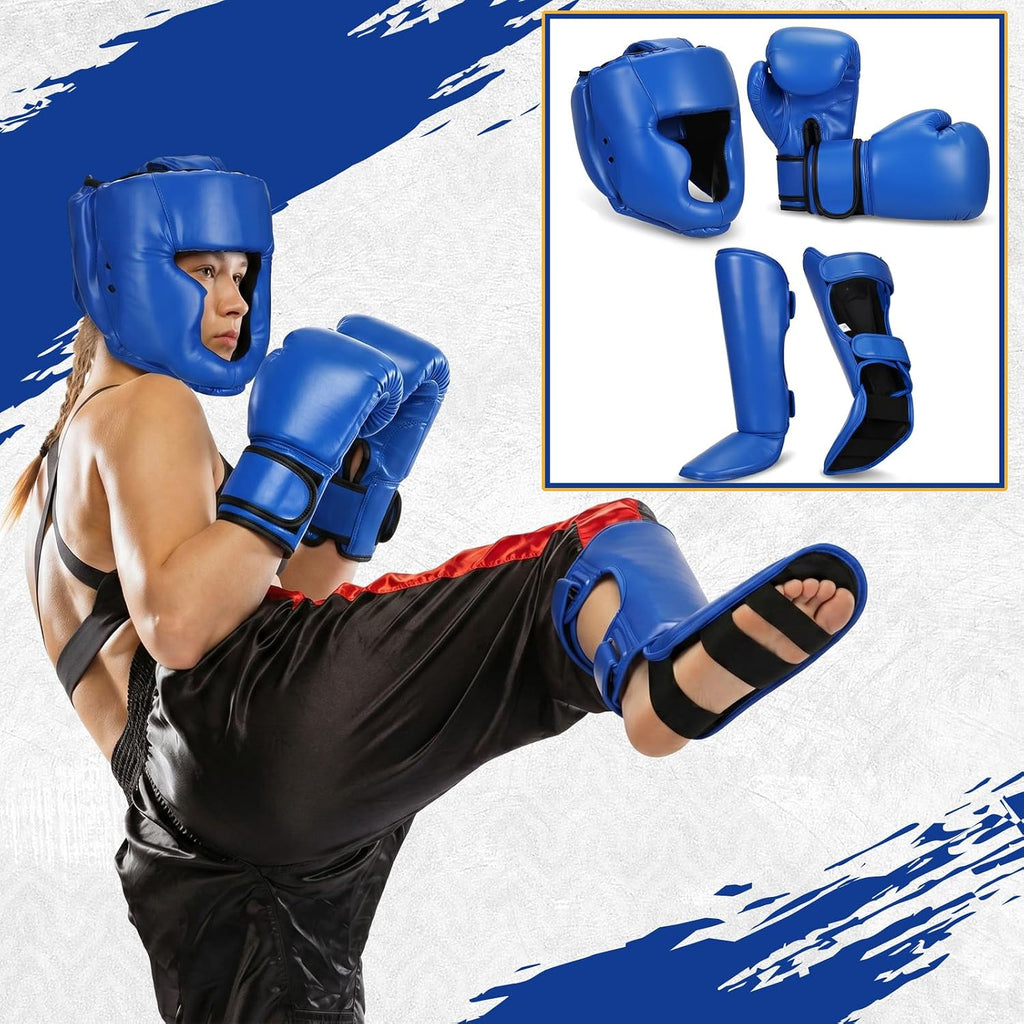 5 Pcs Boxing Guards Set for Kids with Sparring Headgear