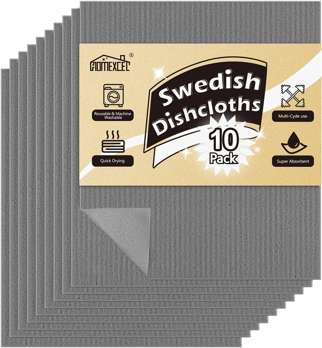 10PK Swedish Dishcloths for Kitchen, Absorbent Dish Cloths, 7x6in