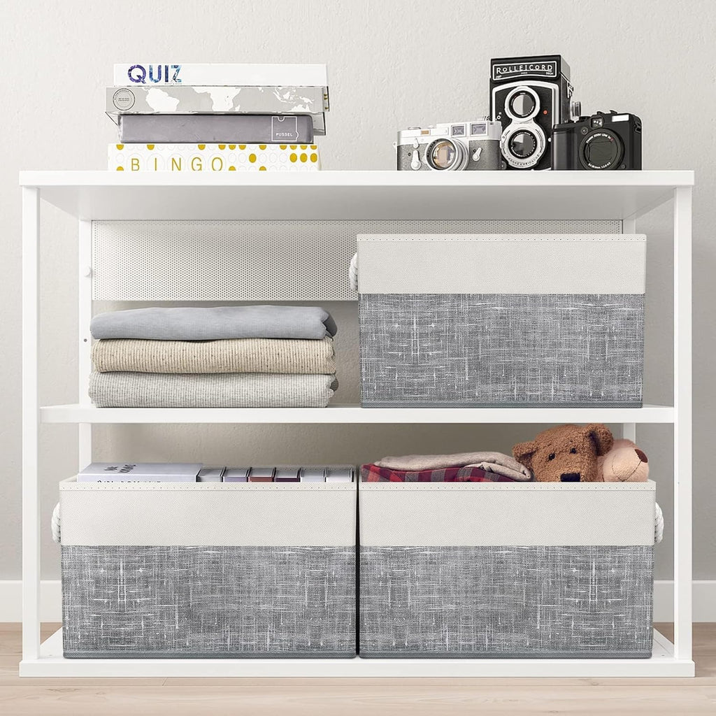 Storage Bins 3-Pack, Foldable Storage Baskets for Organizing Toys, Books, Shelves, Closet, Large Storage Box with