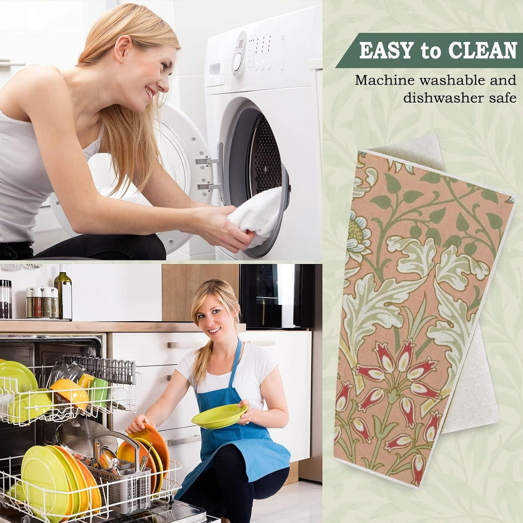 Vintage Floral Swedish Kitchen Dishcloth Dish Towel, 6 Pcs