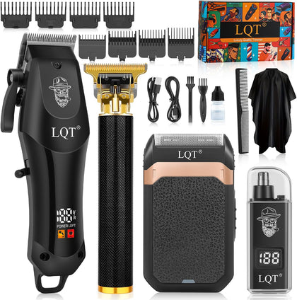 Hair Clippers for Men with LED Display, 4-Piece Cordless Grooming Kit with Hair Clipper, Beard Trimmer, Foil Shaver &