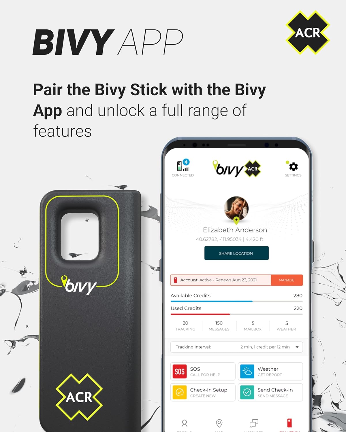 Bivy Stick - Iridium Satellite Communicator, GPS Tracker & SOS | Two-Way Global SMS Coverage, GPS Tracker, Off-Grid