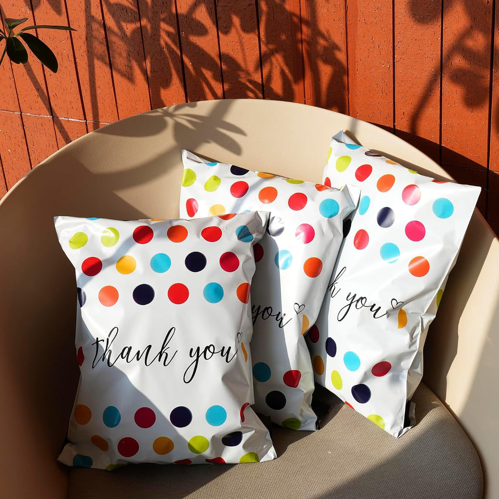 Thank You Poly Mailers 12x15.5 50 Pack, Polka Dots Design