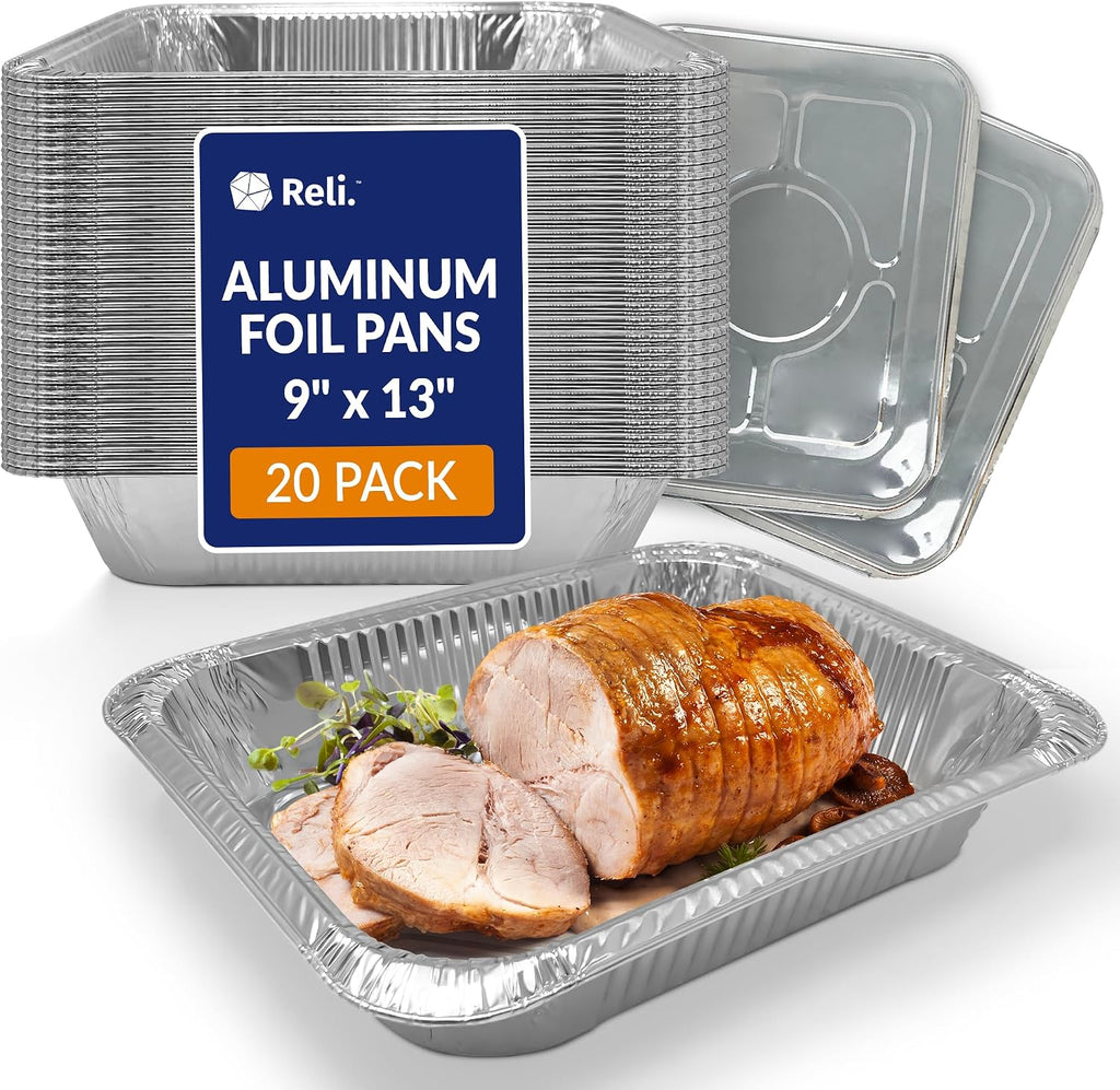 Aluminum Pans with Lids 9x13 (20 Pack) Disposable Tin Foil Trays