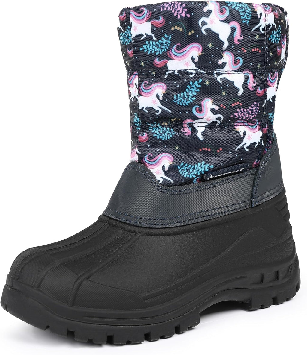 Kids Waterproof Snow Boots,Warm Faux Fur Lined | Durable Non-Slip TPR Outsole,Mid-calf height,Hook-and-Loop